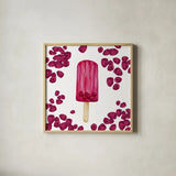 Fruity Popsicles IX by Yvette St. Amant. Shown in a natural wood glass frame for a timeless modern aesthetic. Available as an archival giclee rolled canvas, fine art paper, or poster print. SKU 93516a.