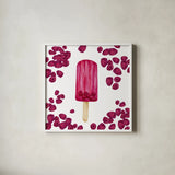 Fruity Popsicles IX by Yvette St. Amant. Shown in a crisp white glass frame for a clean and minimalist style. Available as an archival giclee rolled canvas, fine art paper, or poster print. SKU 93516a.