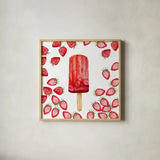 Fruity Popsicles V by Yvette St. Amant. Shown in a natural wood glass frame for a timeless modern aesthetic. Available as an archival giclee rolled canvas, fine art paper, or poster print. SKU 93512a.