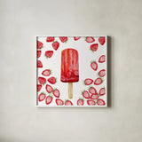 Fruity Popsicles V by Yvette St. Amant. Shown in a crisp white glass frame for a clean and minimalist style. Available as an archival giclee rolled canvas, fine art paper, or poster print. SKU 93512a.