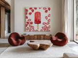 Fruity Popsicles V by Yvette St. Amant. Shown as extra-large giant wall art in a modern living room. Available as an archival giclee rolled canvas, fine art paper, or poster print. SKU 93512a.
