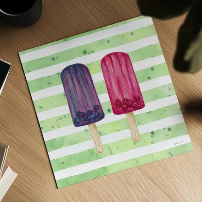 Fruity Popsicles XI by Yvette St. Amant. Shown as a detailed flat fine art print, highlighting archival giclee quality. Available as an archival giclee rolled canvas, fine art paper, or poster print. SKU 93518a.