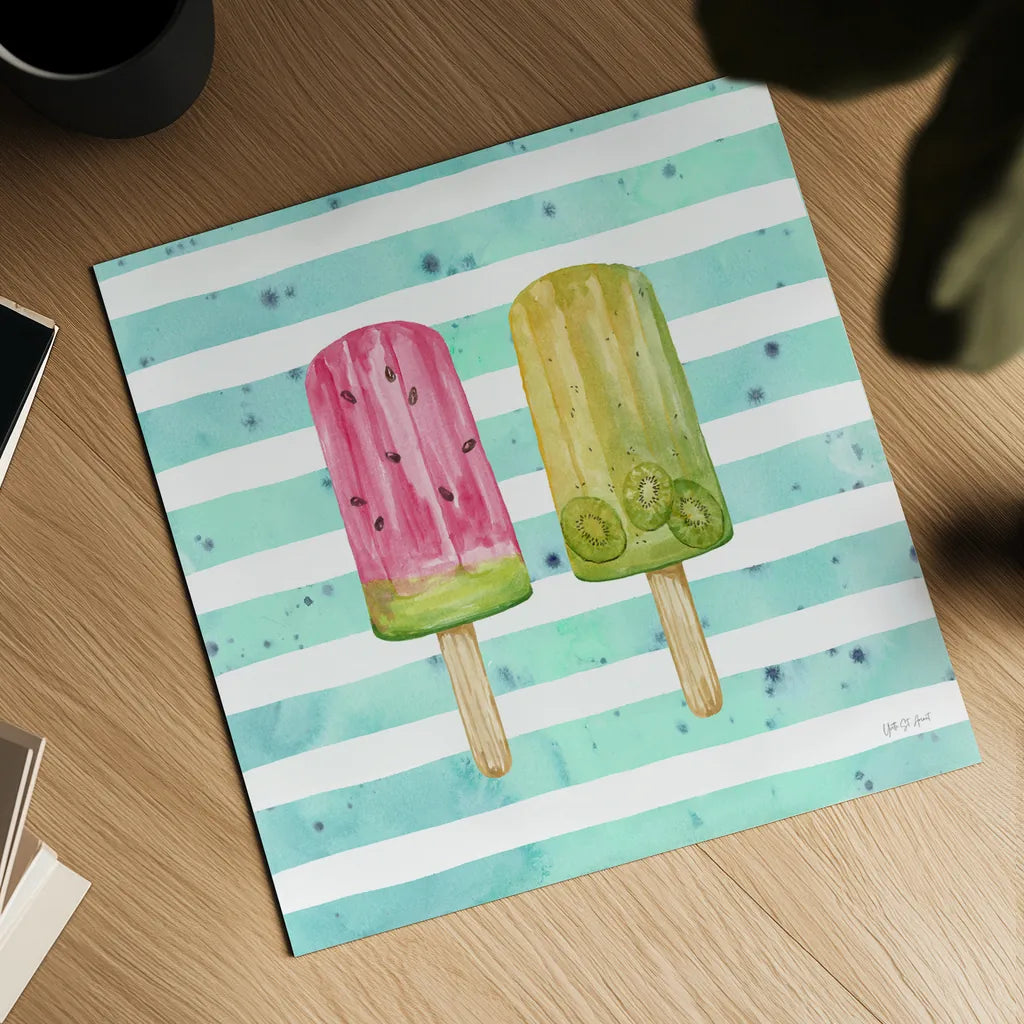Fruity Popsicles XII by Yvette St. Amant. Shown as a detailed flat fine art print, highlighting archival giclee quality. Available as an archival giclee rolled canvas, fine art paper, or poster print. SKU 93519a.