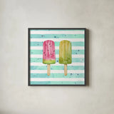 Fruity Popsicles XII by Yvette St. Amant. Shown in a sleek black glass frame for a contemporary gallery look. Available as an archival giclee rolled canvas, fine art paper, or poster print. SKU 93519a.