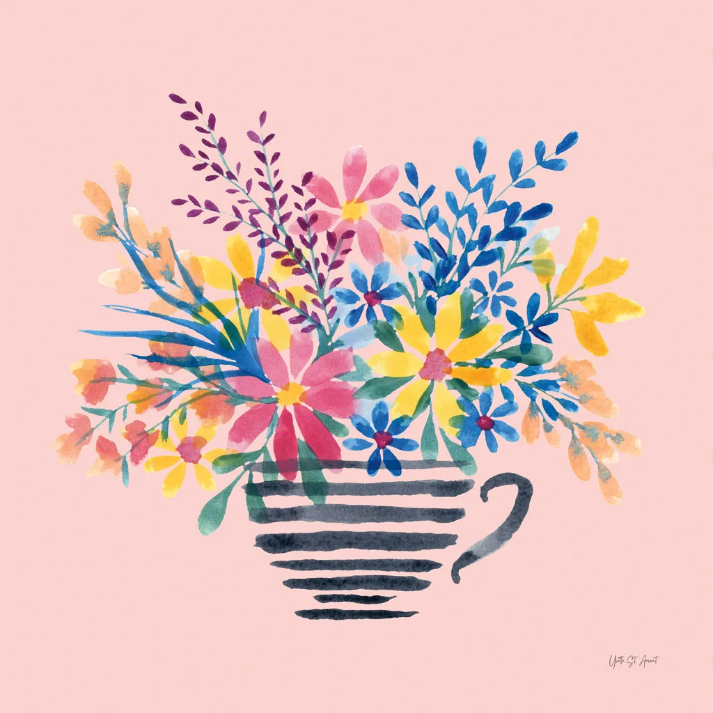 Fun Florals I by Yvette St. Amant. SKU 94731a. Archival Giclee Fine art print for wall decor.