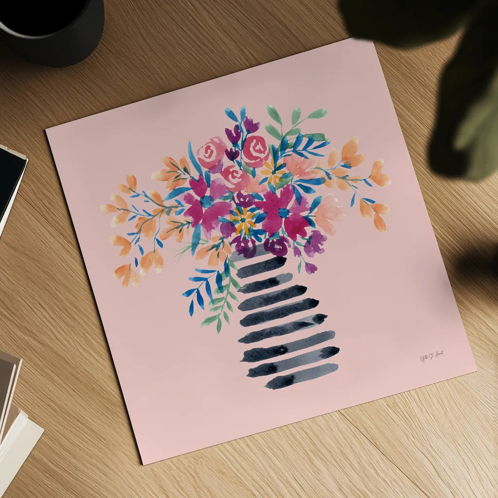 Fun Florals II by Yvette St. Amant. Shown as a detailed flat fine art print, highlighting archival giclee quality. Available as an archival giclee rolled canvas, fine art paper, or poster print. SKU 94732a.