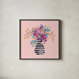 Fun Florals II by Yvette St. Amant. Shown in a sleek black glass frame for a contemporary gallery look. Available as an archival giclee rolled canvas, fine art paper, or poster print. SKU 94732a.