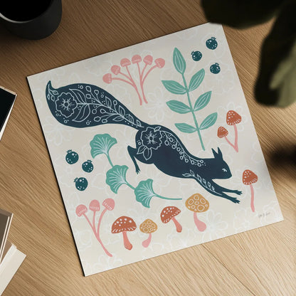 Gathering Mushrooms by Yvette St. Amant. Shown as a detailed flat fine art print, highlighting archival giclee quality. Available as an archival giclee rolled canvas, fine art paper, or poster print. SKU 91383a.