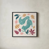 Gathering Pinecones by Yvette St. Amant. Shown in a sleek black glass frame for a contemporary gallery look. Available as an archival giclee rolled canvas, fine art paper, or poster print. SKU 91384a.
