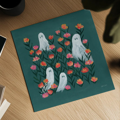 Ghosts in the Flower Patch by Yvette St. Amant. Shown as a detailed flat fine art print, highlighting archival giclee quality. Available as an archival giclee rolled canvas, fine art paper, or poster print. SKU 101161a.