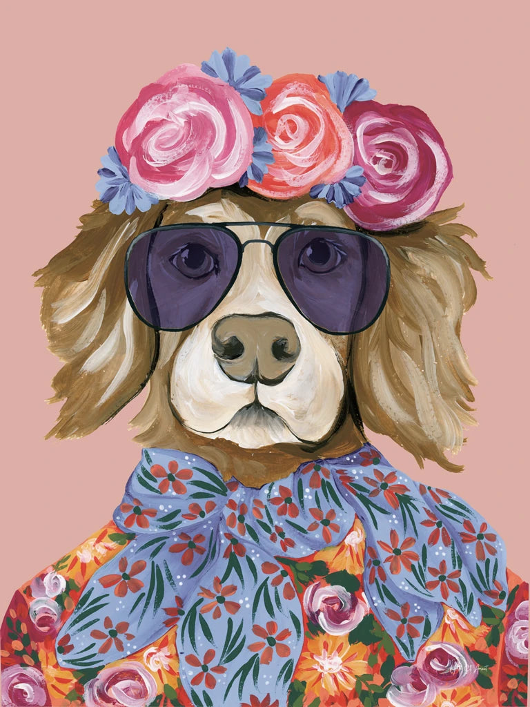 Glitzy Golden Retriever v2 by Yvette St. Amant