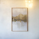 Golden Abstract by Yvette St. Amant. shown as a paper print in a natural frame. Available as a archival giclee rolled canvas, fine art paper, or poster print. SKU 88274h.