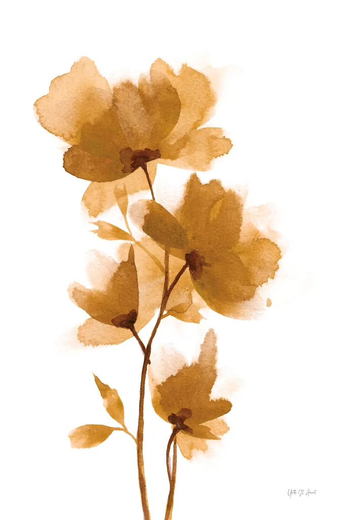 Golden Blooms I by Yvette St. Amant. SKU 88224h. Archival Giclee Fine art print for wall decor.