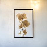 Golden Blooms I by Yvette St. Amant. shown as a paper print in a black flame. Available as a archival giclee rolled canvas, fine art paper, or poster print. SKU 88224h.