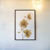 Golden Blooms II by Yvette St. Amant. shown as a paper print in a black flame. Available as a archival giclee rolled canvas, fine art paper, or poster print. SKU 88225h.