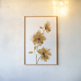 Golden Blooms II by Yvette St. Amant. shown as a paper print in a natural frame. Available as a archival giclee rolled canvas, fine art paper, or poster print. SKU 88225h.