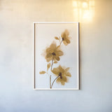 Golden Blooms II by Yvette St. Amant. shown as a paper print in a white frame. Available as a archival giclee rolled canvas, fine art paper, or poster print. SKU 88225h.