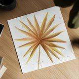 Golden Palm I by Yvette St. Amant. Shown as a detailed flat fine art print, highlighting archival giclee quality. Available as an archival giclee rolled canvas, fine art paper, or poster print. SKU 89175a.