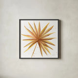 Golden Palm I by Yvette St. Amant. Shown in a sleek black glass frame for a contemporary gallery look. Available as an archival giclee rolled canvas, fine art paper, or poster print. SKU 89175a.