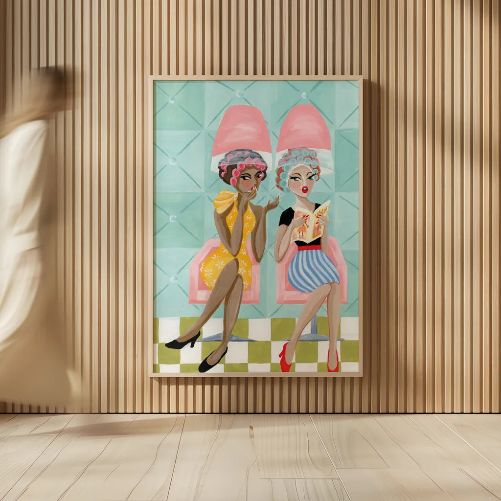 Gossip Girls by Yvette St. Amant. shown as over sized large wall art. Available as an archival giclee rolled canvas, fine art paper, or poster print. SKU 100346h.