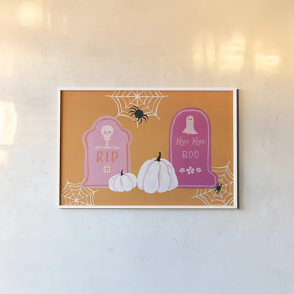 Hallo-Retro I by Yvette St. Amant. shown as a paper print in a white frame. Available as a archival giclee rolled canvas, fine art paper, or poster print. SKU 99815i.