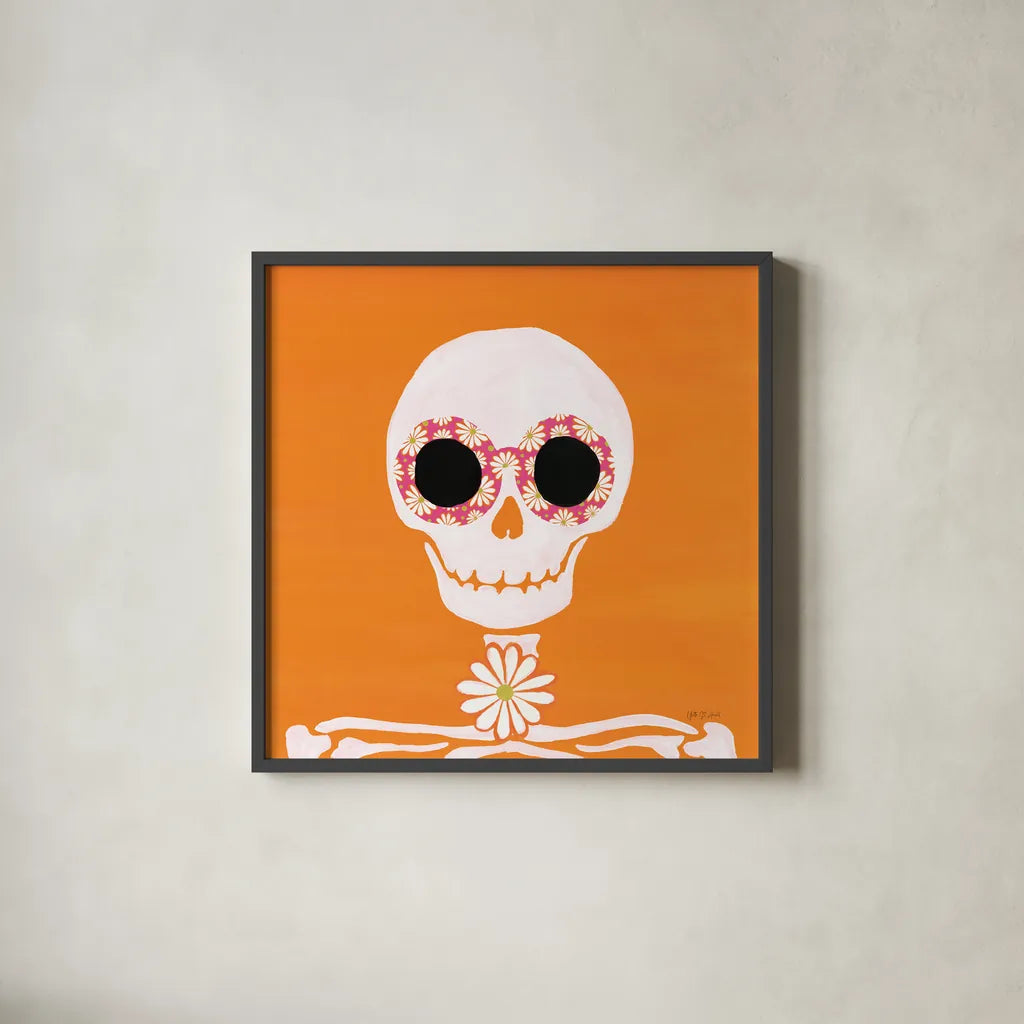 Hallo-Retro II by Yvette St. Amant. Shown in a sleek black glass frame for a contemporary gallery look. Available as an archival giclee rolled canvas, fine art paper, or poster print. SKU 99816a.