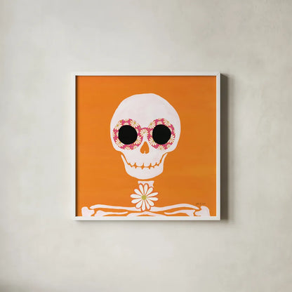 Hallo-Retro II by Yvette St. Amant. Shown in a crisp white glass frame for a clean and minimalist style. Available as an archival giclee rolled canvas, fine art paper, or poster print. SKU 99816a.