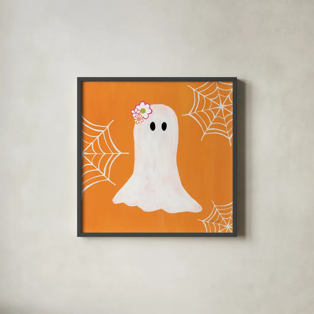 Hallo-Retro III by Yvette St. Amant. Shown in a sleek black glass frame for a contemporary gallery look. Available as an archival giclee rolled canvas, fine art paper, or poster print. SKU 99817a.