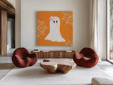 Hallo-Retro III by Yvette St. Amant. Shown as extra-large giant wall art in a modern living room. Available as an archival giclee rolled canvas, fine art paper, or poster print. SKU 99817a.