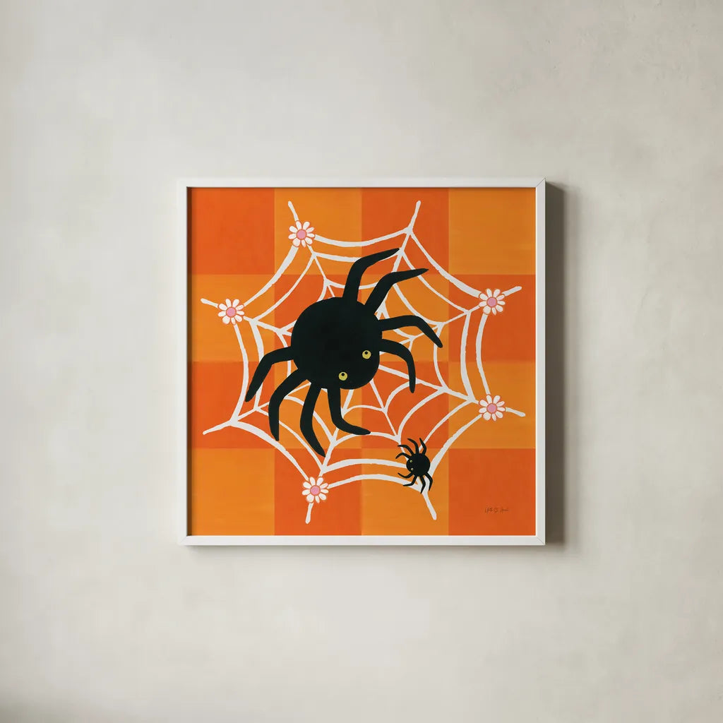 Hallo-Retro IV by Yvette St. Amant. Shown in a crisp white glass frame for a clean and minimalist style. Available as an archival giclee rolled canvas, fine art paper, or poster print. SKU 99818a.