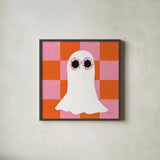 Hallo-Retro V by Yvette St. Amant. Shown in a sleek black glass frame for a contemporary gallery look. Available as an archival giclee rolled canvas, fine art paper, or poster print. SKU 99819a.