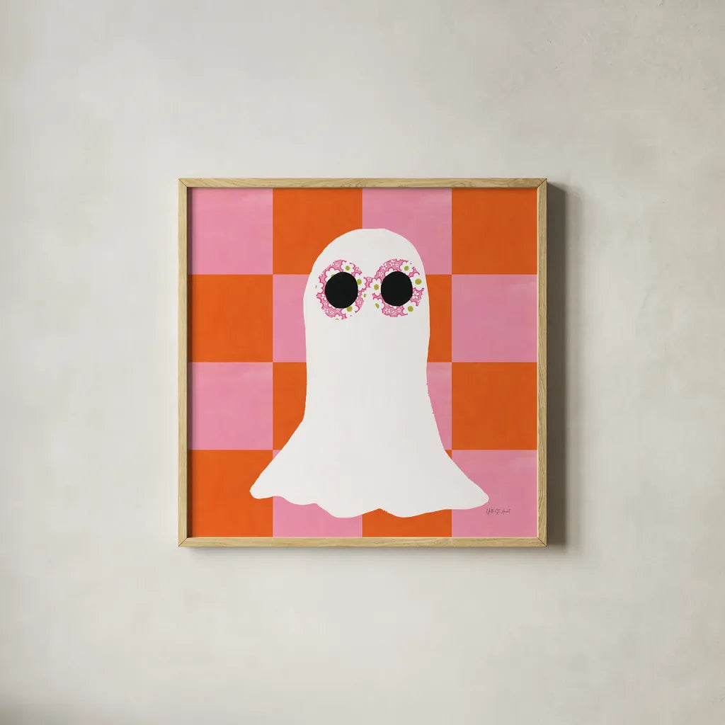 Hallo-Retro V by Yvette St. Amant. Shown in a natural wood glass frame for a timeless modern aesthetic. Available as an archival giclee rolled canvas, fine art paper, or poster print. SKU 99819a.