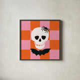 Hallo-Retro VI by Yvette St. Amant. Shown in a sleek black glass frame for a contemporary gallery look. Available as an archival giclee rolled canvas, fine art paper, or poster print. SKU 99820a.
