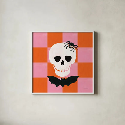 Hallo-Retro VI by Yvette St. Amant. Shown in a crisp white glass frame for a clean and minimalist style. Available as an archival giclee rolled canvas, fine art paper, or poster print. SKU 99820a.