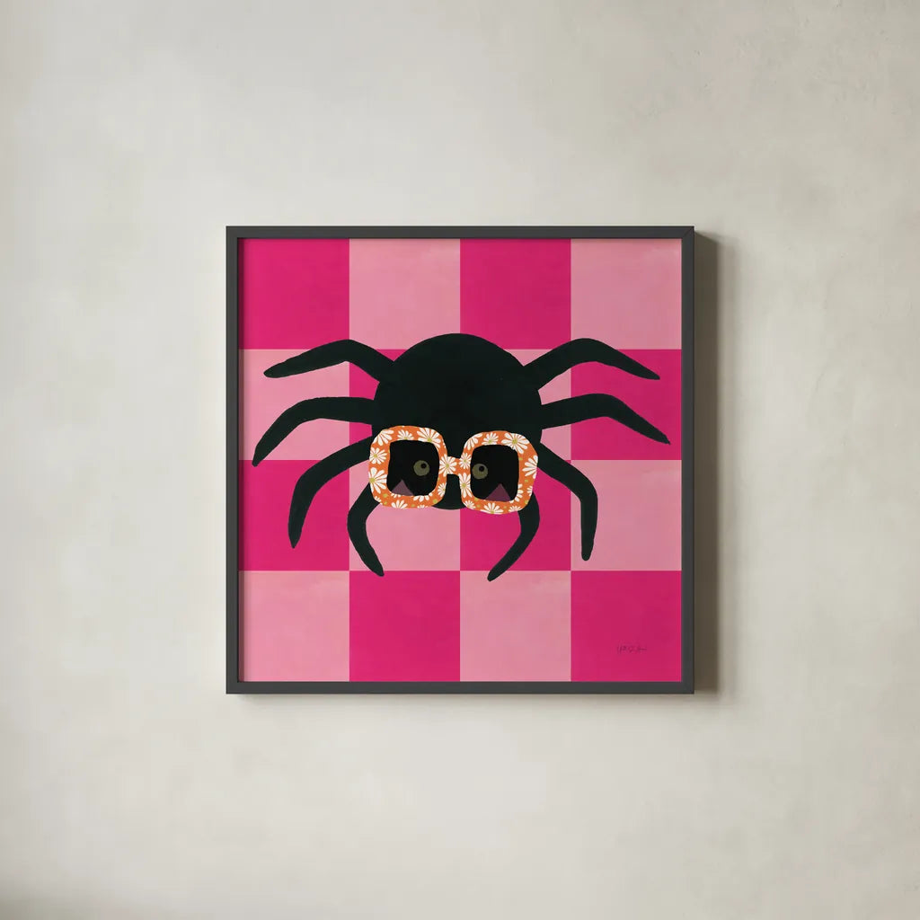 Hallo-Retro VII by Yvette St. Amant. Shown in a sleek black glass frame for a contemporary gallery look. Available as an archival giclee rolled canvas, fine art paper, or poster print. SKU 99821a.