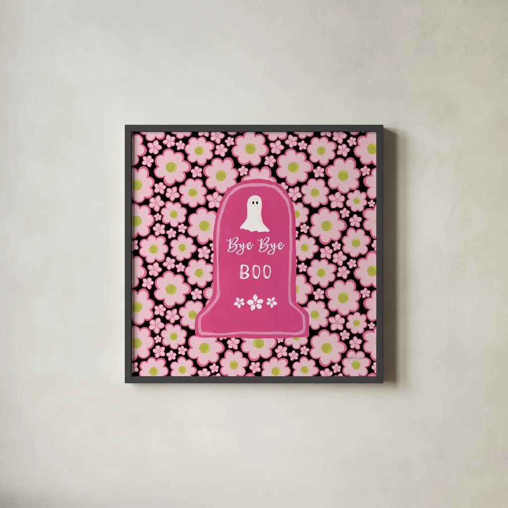 Hallo-Retro X by Yvette St. Amant. Shown in a sleek black glass frame for a contemporary gallery look. Available as an archival giclee rolled canvas, fine art paper, or poster print. SKU 99824a.