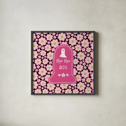 Hallo-Retro X by Yvette St. Amant. Shown in a sleek black glass frame for a contemporary gallery look. Available as an archival giclee rolled canvas, fine art paper, or poster print. SKU 99824a.