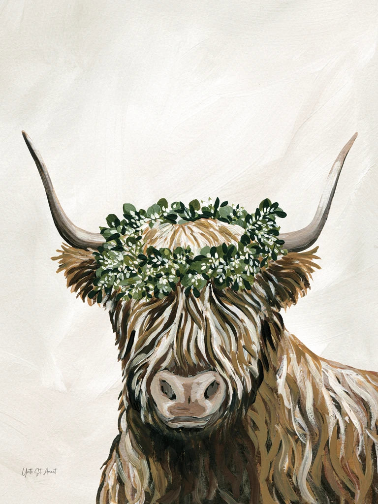 Harvest Cow Sage Texture Light by Yvette St. Amant