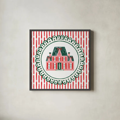 Hearth and Home I by Yvette St. Amant. Shown in a sleek black glass frame for a contemporary gallery look. Available as an archival giclee rolled canvas, fine art paper, or poster print. SKU 100009a.