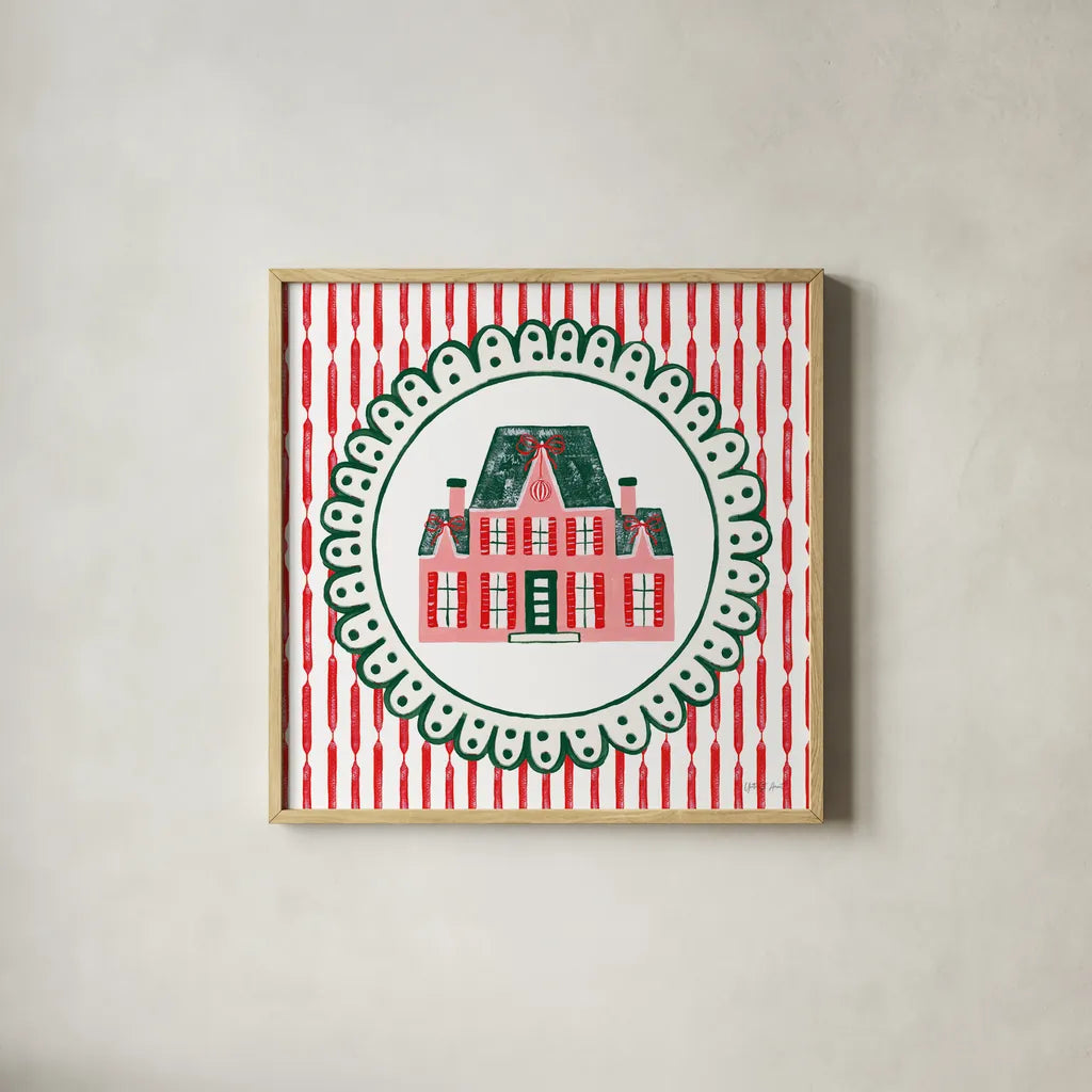 Hearth and Home I by Yvette St. Amant. Shown in a natural wood glass frame for a timeless modern aesthetic. Available as an archival giclee rolled canvas, fine art paper, or poster print. SKU 100009a.