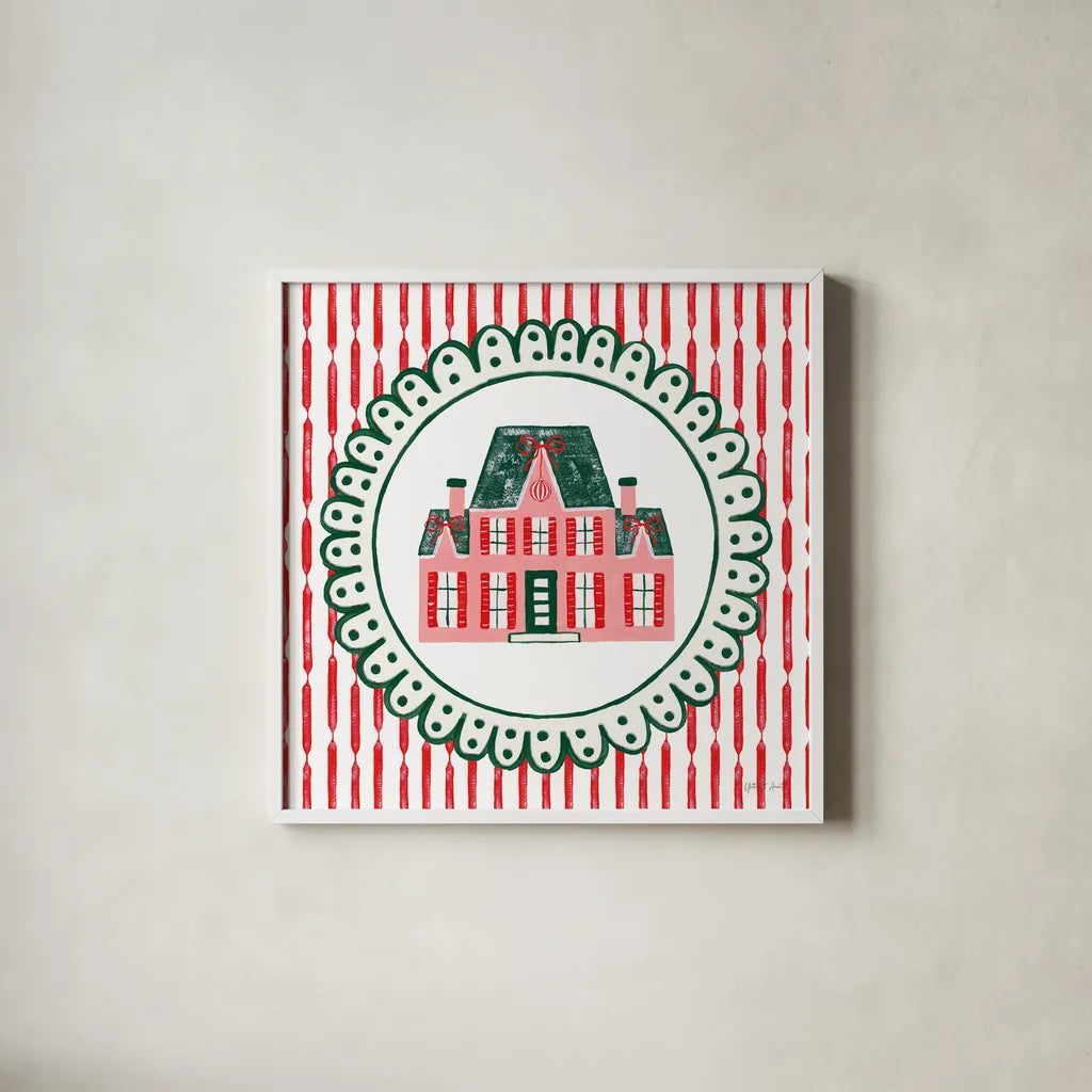 Hearth and Home I by Yvette St. Amant. Shown in a crisp white glass frame for a clean and minimalist style. Available as an archival giclee rolled canvas, fine art paper, or poster print. SKU 100009a.