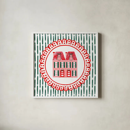 Hearth and Home II by Yvette St. Amant. Shown in a crisp white glass frame for a clean and minimalist style. Available as an archival giclee rolled canvas, fine art paper, or poster print. SKU 100010a.