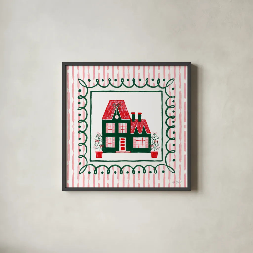 Hearth and Home III by Yvette St. Amant. Shown in a sleek black glass frame for a contemporary gallery look. Available as an archival giclee rolled canvas, fine art paper, or poster print. SKU 100011a.