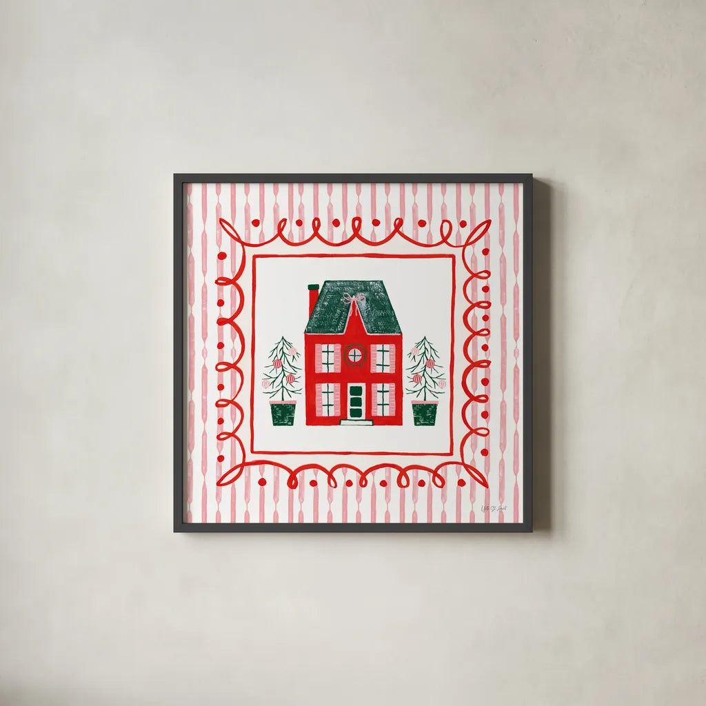 Hearth and Home IV by Yvette St. Amant. Shown in a sleek black glass frame for a contemporary gallery look. Available as an archival giclee rolled canvas, fine art paper, or poster print. SKU 100012a.