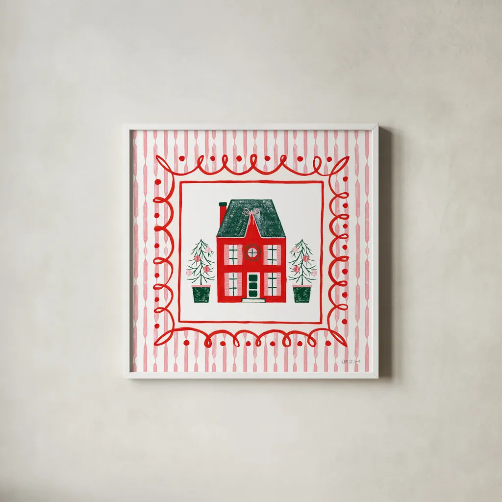 Hearth and Home IV by Yvette St. Amant. Shown in a crisp white glass frame for a clean and minimalist style. Available as an archival giclee rolled canvas, fine art paper, or poster print. SKU 100012a.