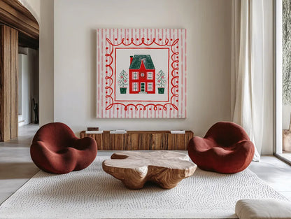 Hearth and Home IV by Yvette St. Amant. Shown as extra-large giant wall art in a modern living room. Available as an archival giclee rolled canvas, fine art paper, or poster print. SKU 100012a.
