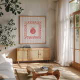 Hearth and Home VIII by Yvette St. Amant. Shown in a natural wood frame in a cozy modern living room. Available as an archival giclee rolled canvas, fine art paper, or poster print. SKU 100016a.