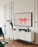 Hearth and Home X by Yvette St. Amant. shown as a framed stretched canvas in a living room above a console. Available as a archival giclee rolled canvas, fine art paper, or poster print. SKU 100018i.