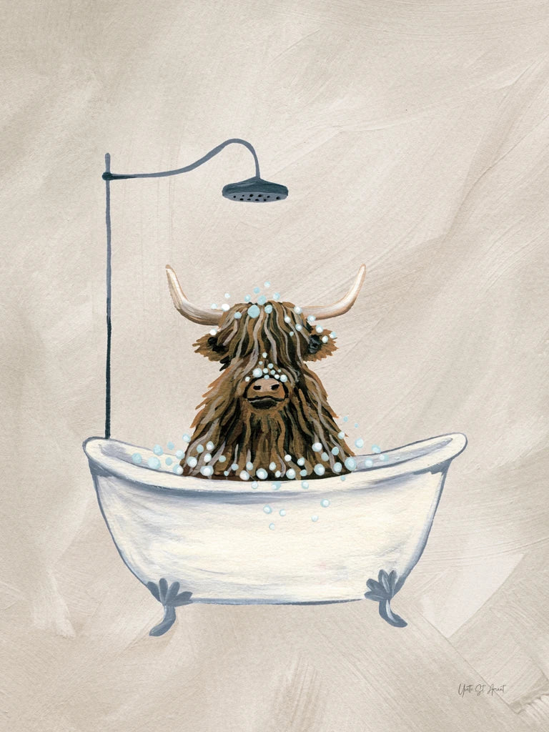 Highland Cow in Tub Texture by Yvette St. Amant