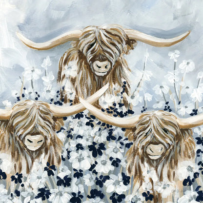 Highlands in the Meadow by Yvette St. Amant. SKU 89496a. Archival Giclee Fine art print for wall decor.